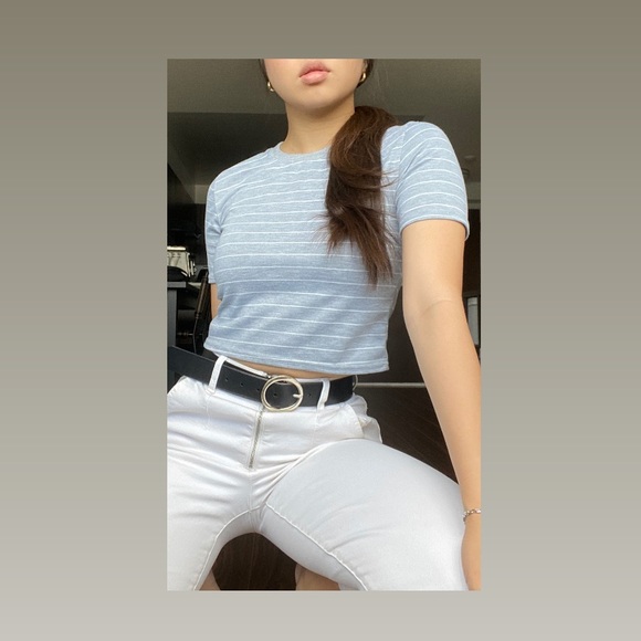 Grey Cropped Top T-Shirt - Picture 1 of 4